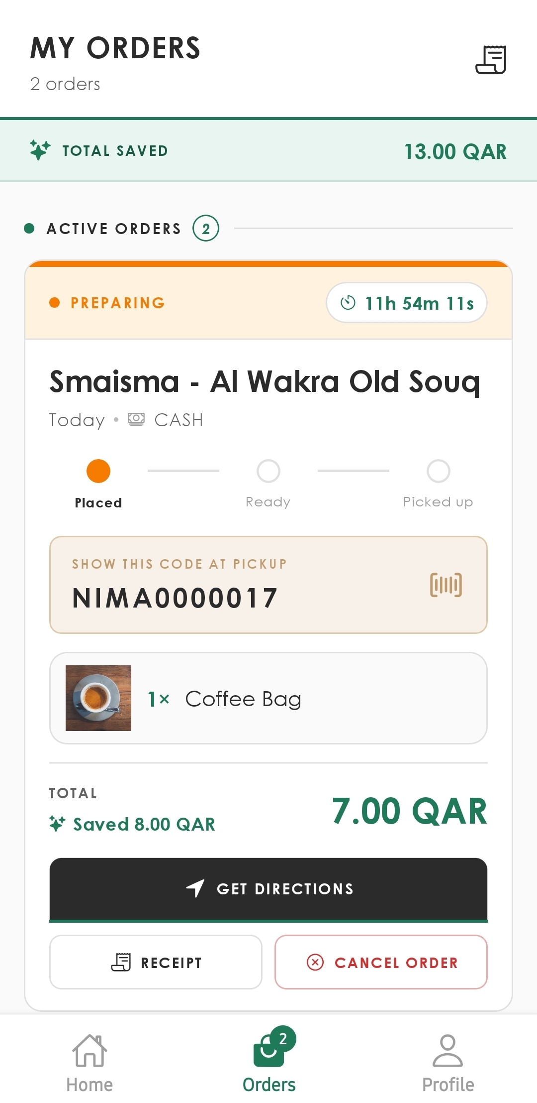 Ni'ma order successful screen
