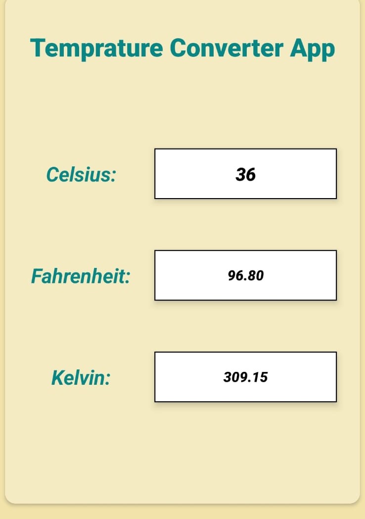 Temperature Converter app interface