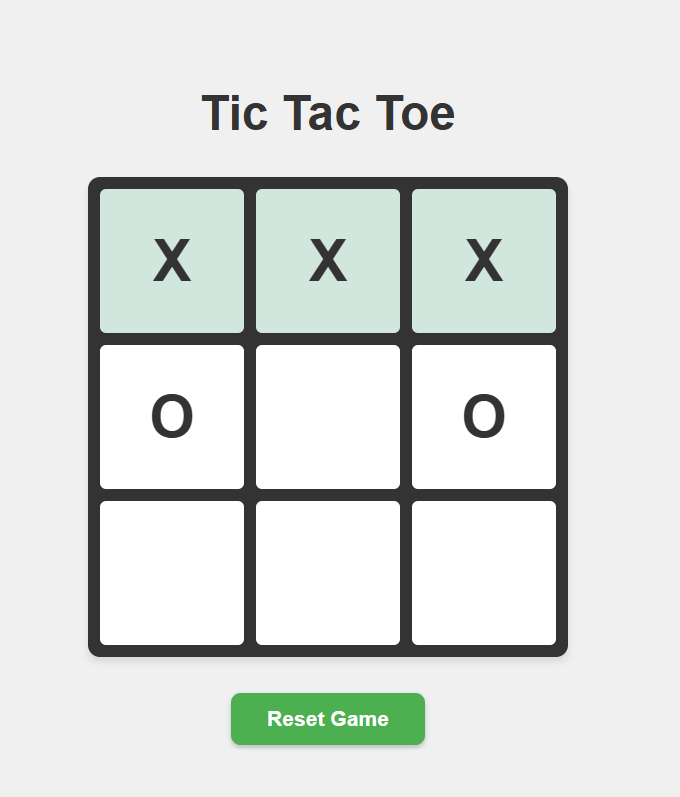 Tic-Tac-Toe winning screen