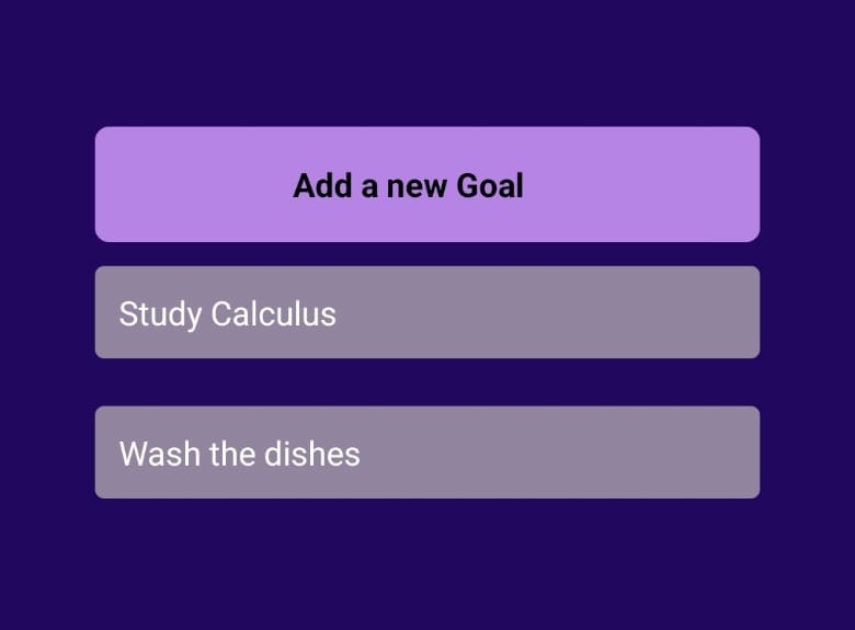 Course Goals list view