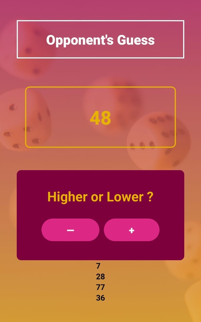 Mini Guessing Game guessing screen