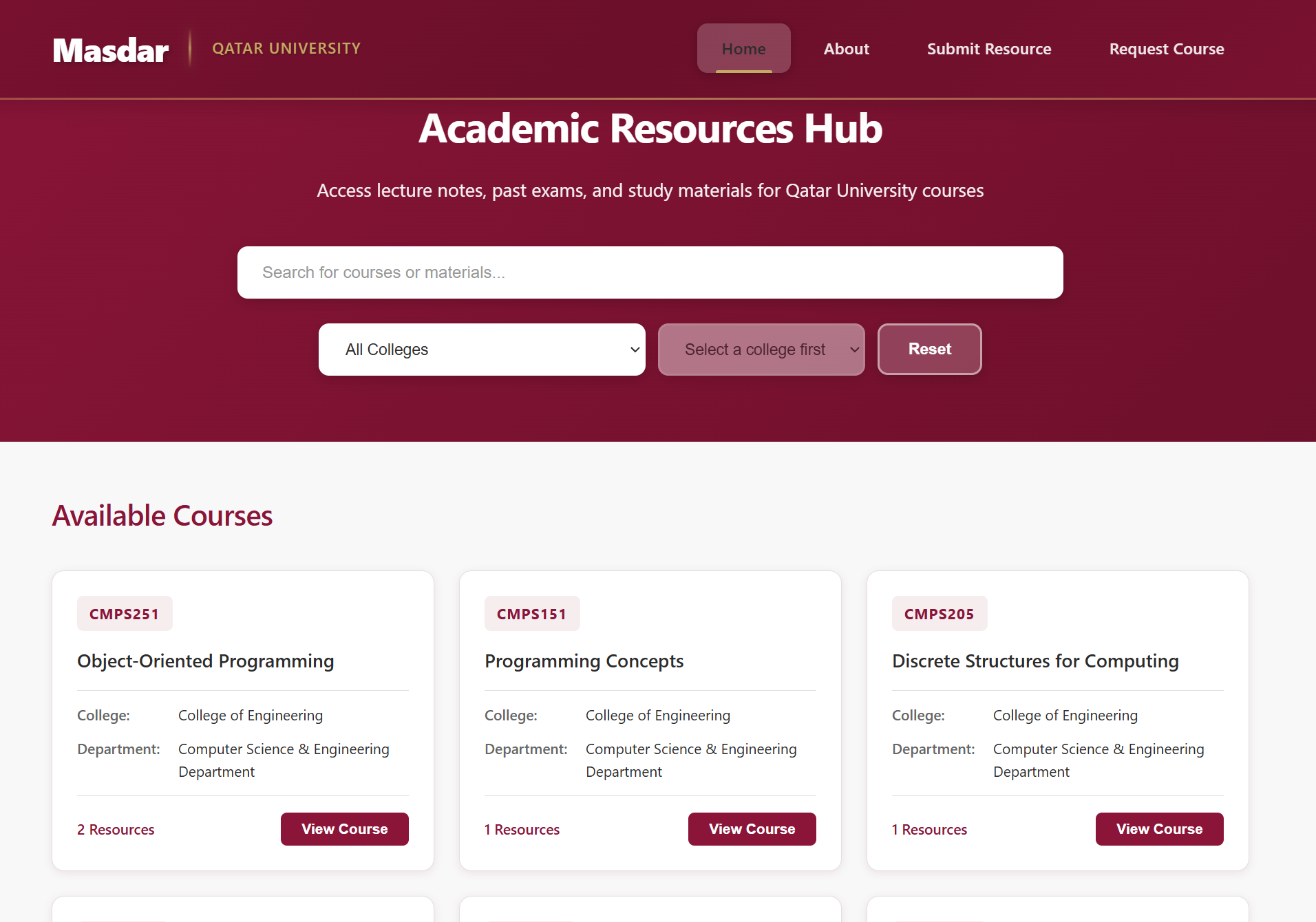 QU Edu Content Home Screen